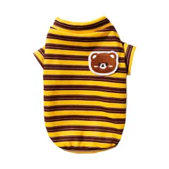 Dog Clothes, Autumn And Winter Striped Animal Base Shirts, Teddy Bichon Frise, Small And Medium-sized Dog, Cat Two-legged Pet Clothes - Yellow - View 1