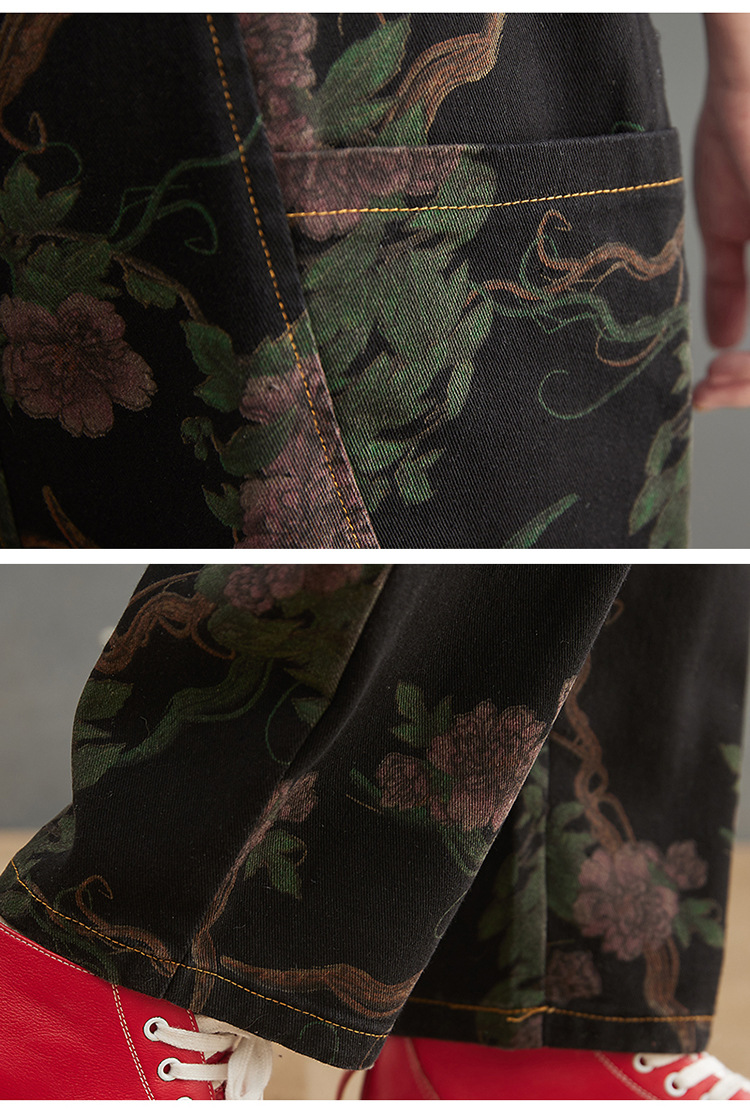 Spring And Summer Lean Printing Jean Overalls Women