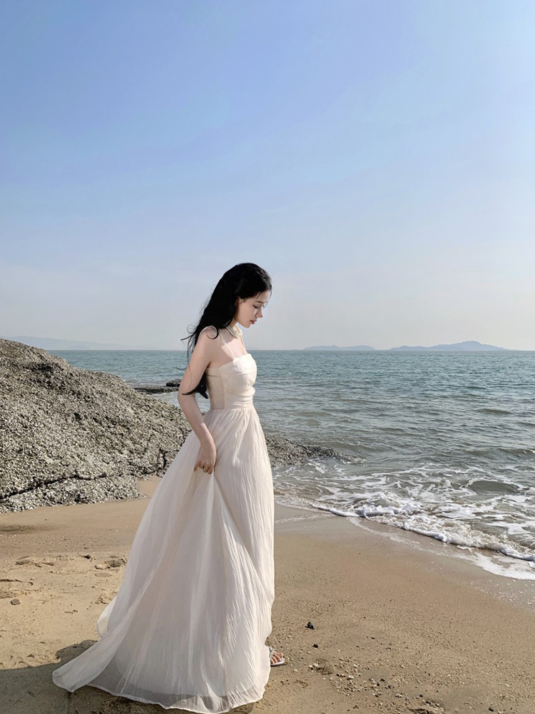 Pleated Drawstring Long Dress, picture 5 of 6