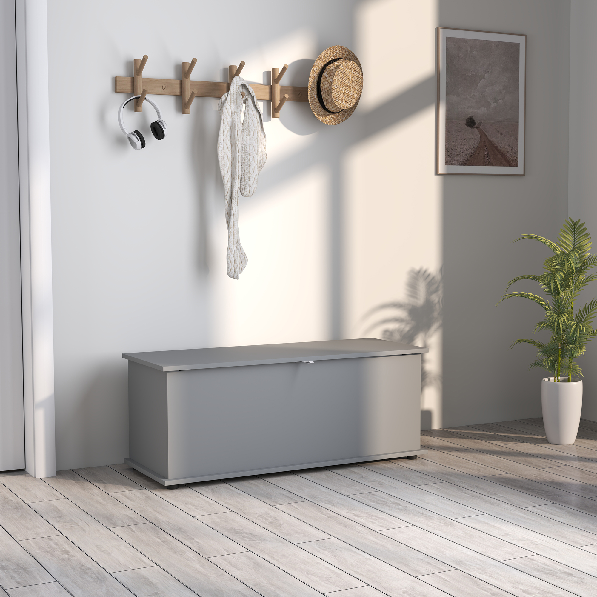 Storage Box,large Capacity 113 Liter Blanket Box,shoe Stool With Safety Hinge — image 7