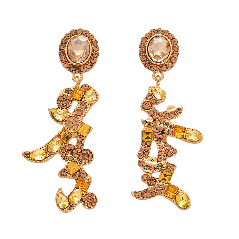 New Year's Money-attracting, Creative, Diamond-studded Earrings With Chinese Style And A High-end, Unique Design For Women