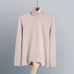 Pure Cotton Turtleneck Bottoming Shirt Women's New Top - Leather Powder-3Xl - View 1