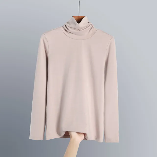 Pure Cotton Turtleneck Bottoming Shirt Women's New Top Leather Powder 3Xl - Shop at LoveMi