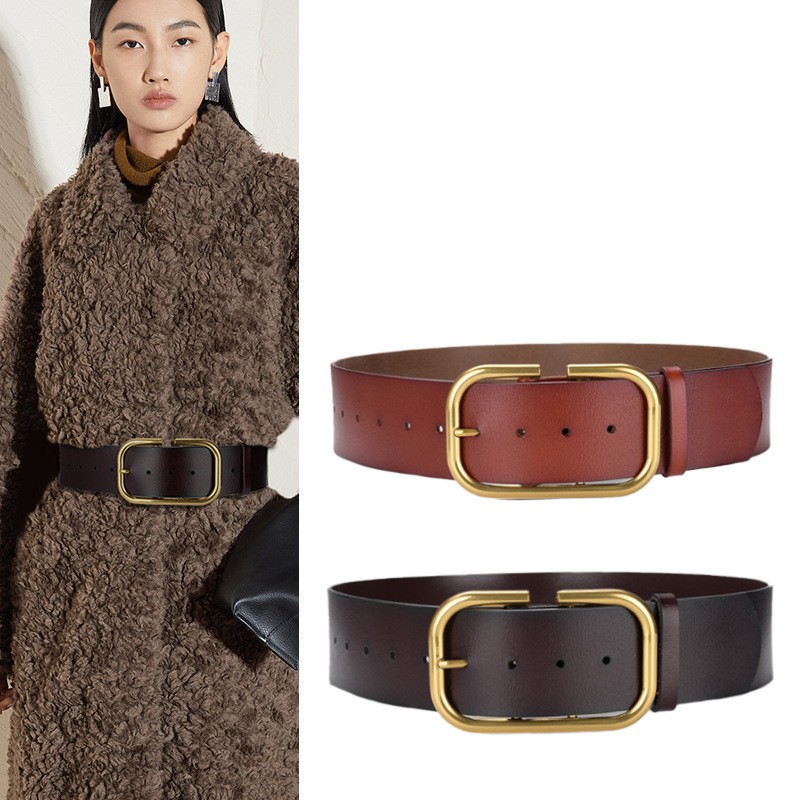 Extra Wide Leather Waist Seal Women's Trench Coat Belt