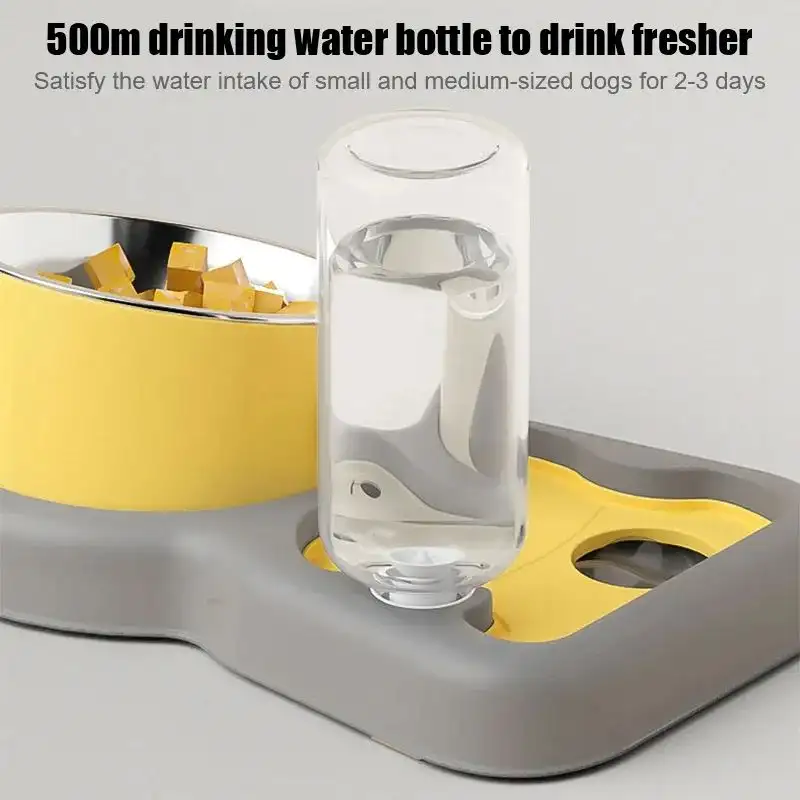 Pet Feeder Bowls Pet Feeder Water Bottle Set Pet Feeding Bowls And Drinkers 15-Degree Tilt Design Protect Cats Dogd Neck