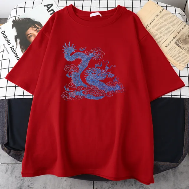 Awesome Japanese Dragon Printing Men'S T Shirt Simplicity Red - Shop at LoveMi