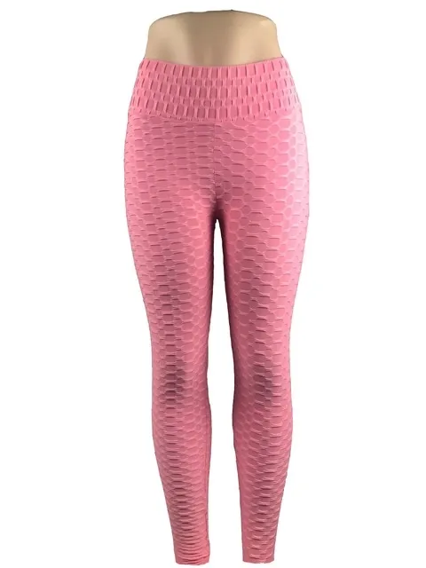 Hip turned Folds Elastic High waist Leggings Breathable Slim Indoor Sports Pink - Shop at LoveMi