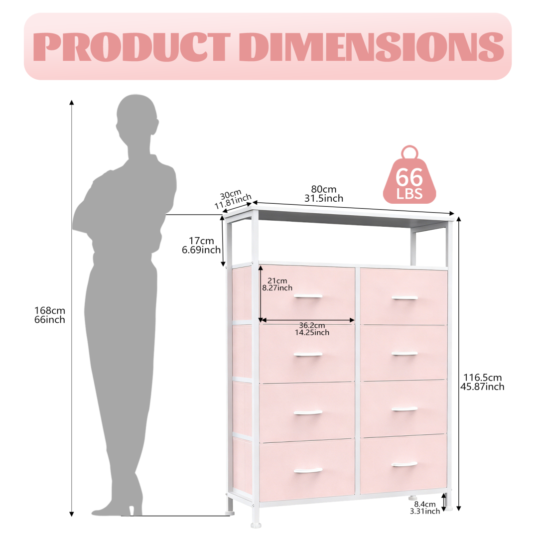 8-Drawer Fabric Dresser With Open Shelf, 45.9-inch Tall Storage Cabinet For Bedroom Closet Organization image 19