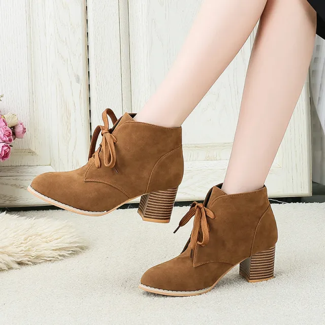 Fashion Martin Boots Suede High Heels Brown - Shop at LoveMi