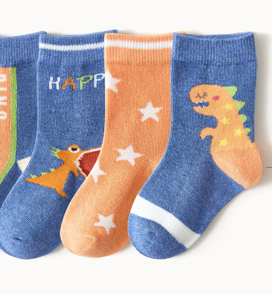 Fashion New Dark Boys Five-pointed Star Dinosaur Socks