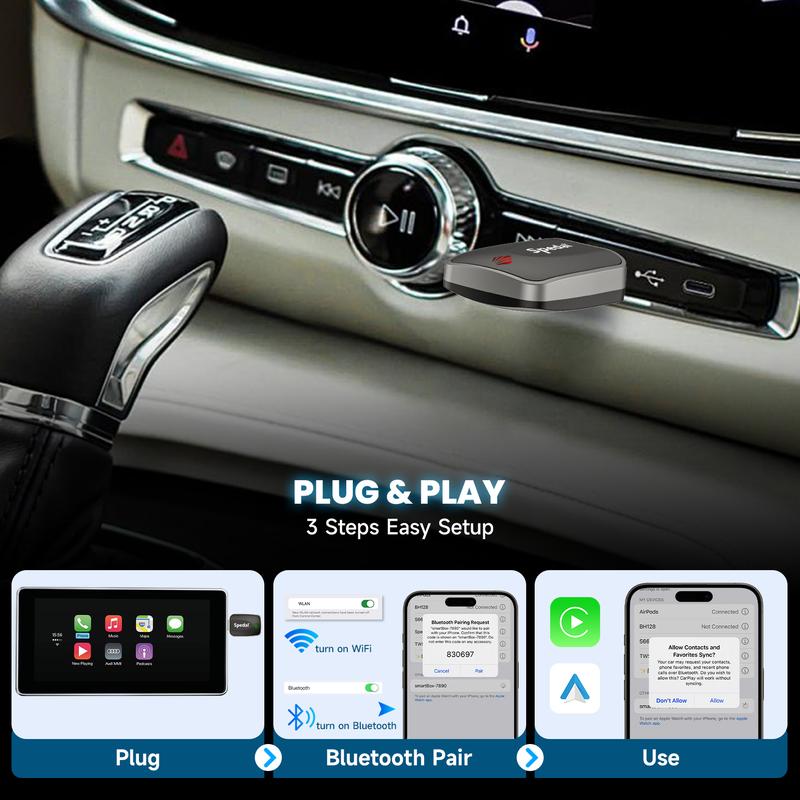 Mini Low-latency Wireless Car Adapter, Compatible With Apple And Android, Converts Wired CarPlay Connection And Also Has Wireless FM Transmitter Function - Image 12