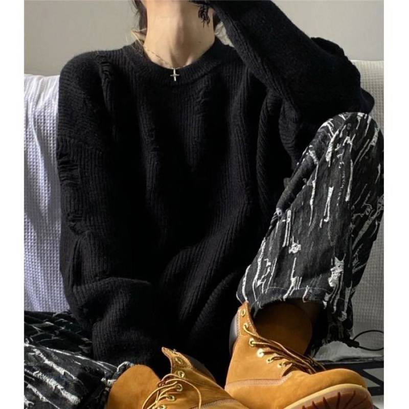 Fashion Simple Solid Color Pullover Loose Sweater