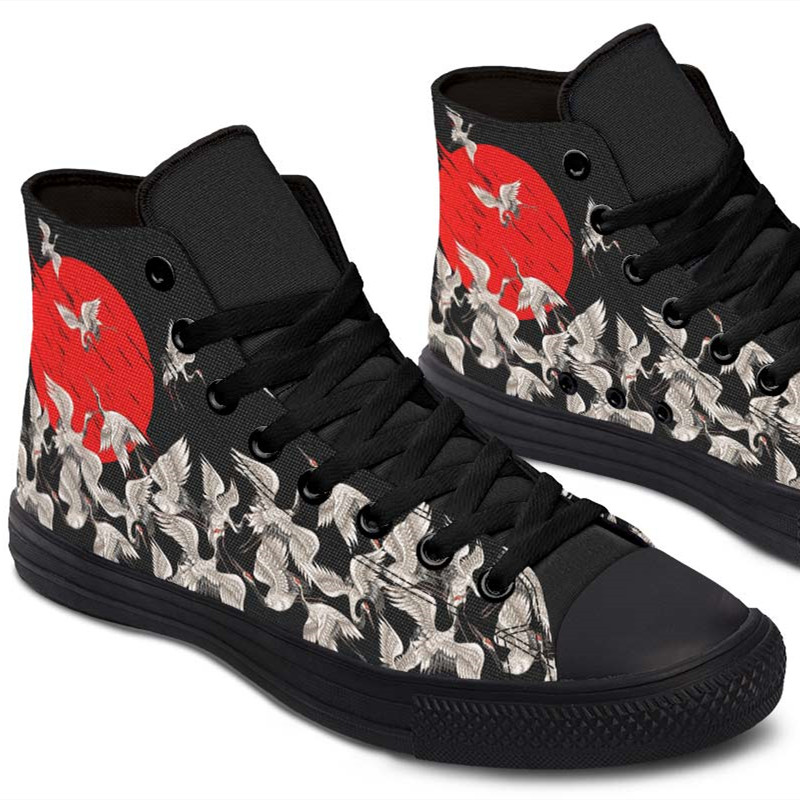 Men's And Women's Fashion Color Printing High-top Canvas Shoes
