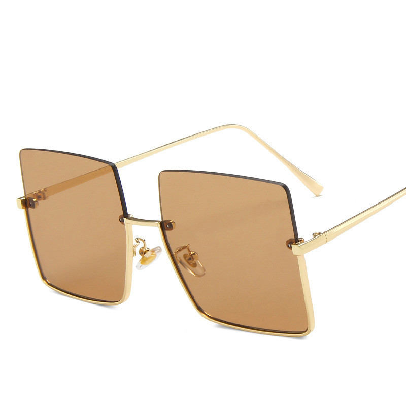 Title 4, Half-Frame Metal Trimmed Square Sunglasses