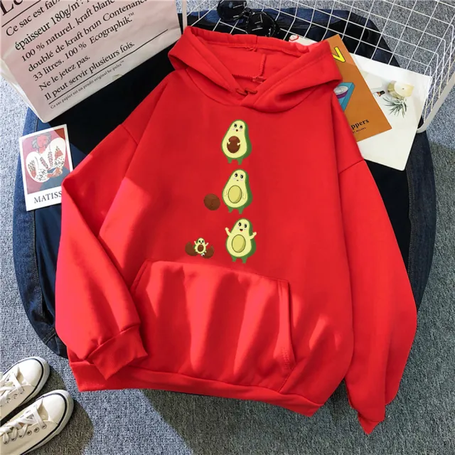 Avocado Mother And Baby Print Women's Clothing Loose Fashion Hooded Sweater Red - Shop at LoveMi