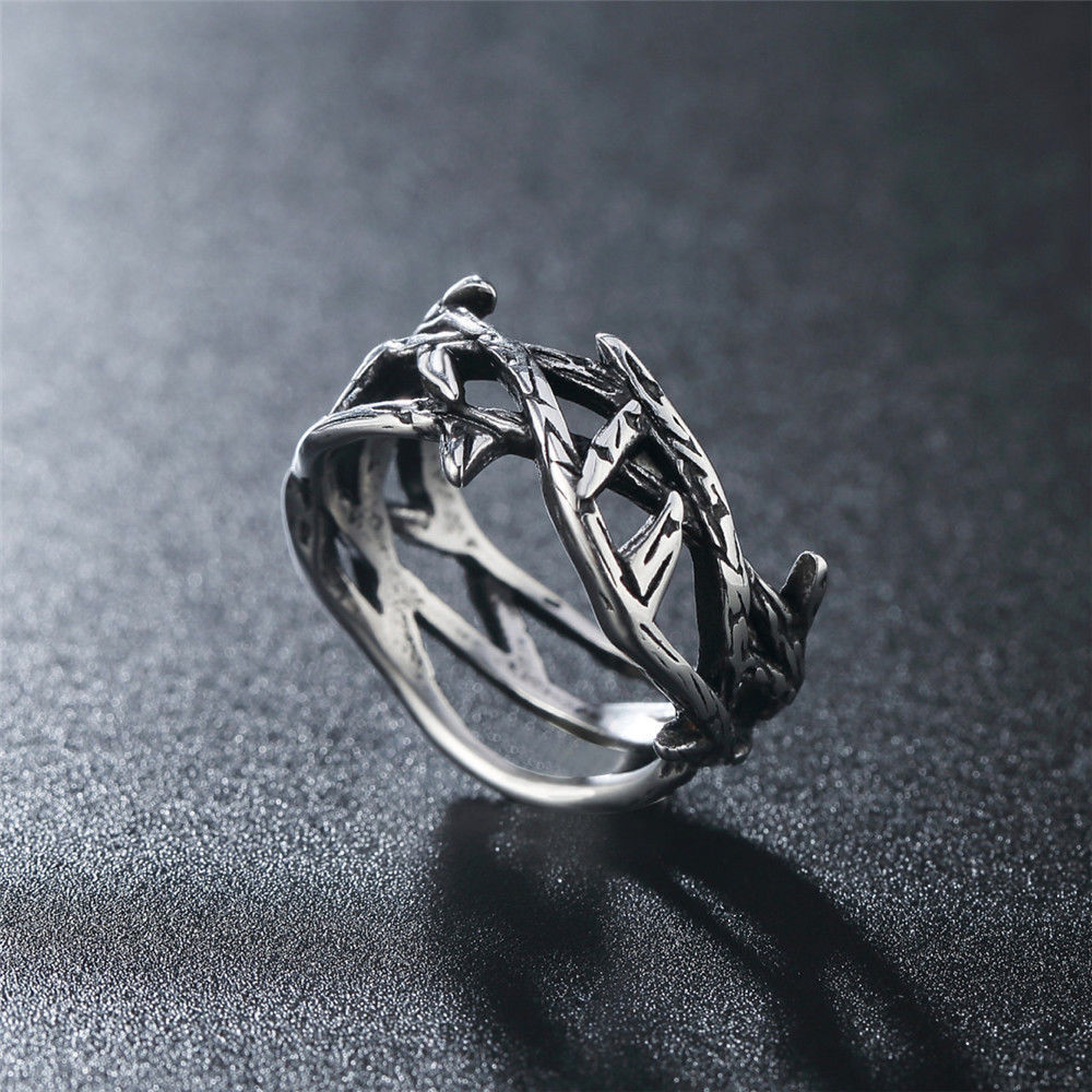 Original Design Personality Retro Dark Wind Branch Titanium Steel Ring Hipster Punk Ring Hip Hop Clothing Products