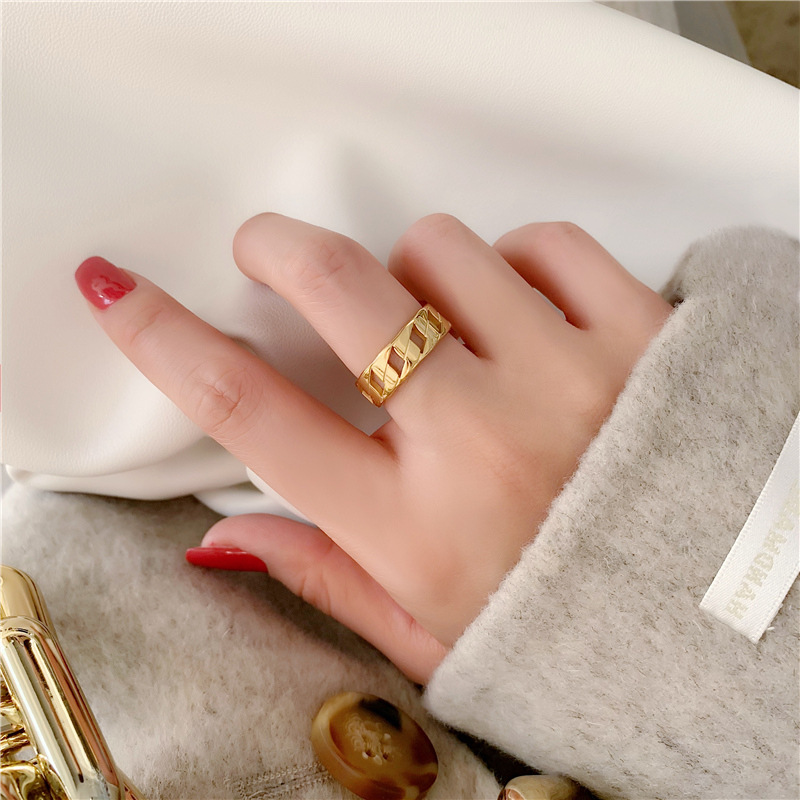 Vintage Titanium Steel Plated 18K Gold Ring