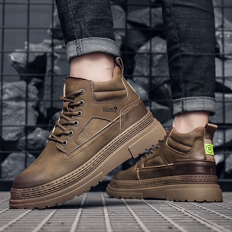 Men's High Top British Style Chimney Boots With Thick Soles