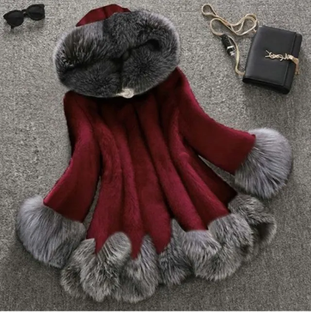 Faux fur mink fur coat Wine - Shop at LoveMi