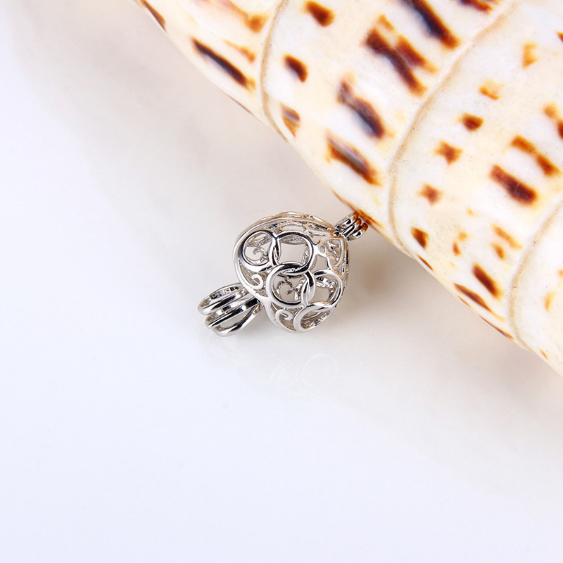 925 Sterling Silver European And American Round Bead Cage Pendant
