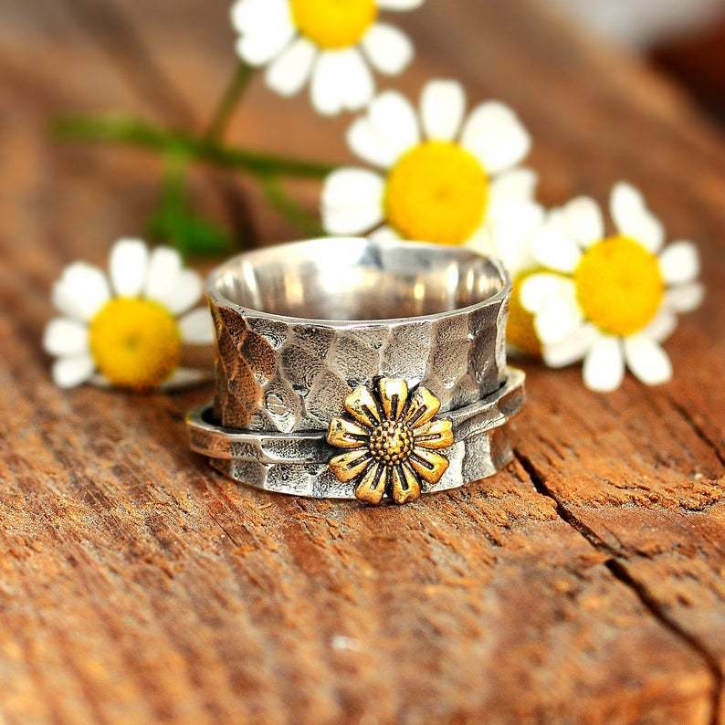 Retro Personality Sun Flower Ring Creative Simple Sunflower