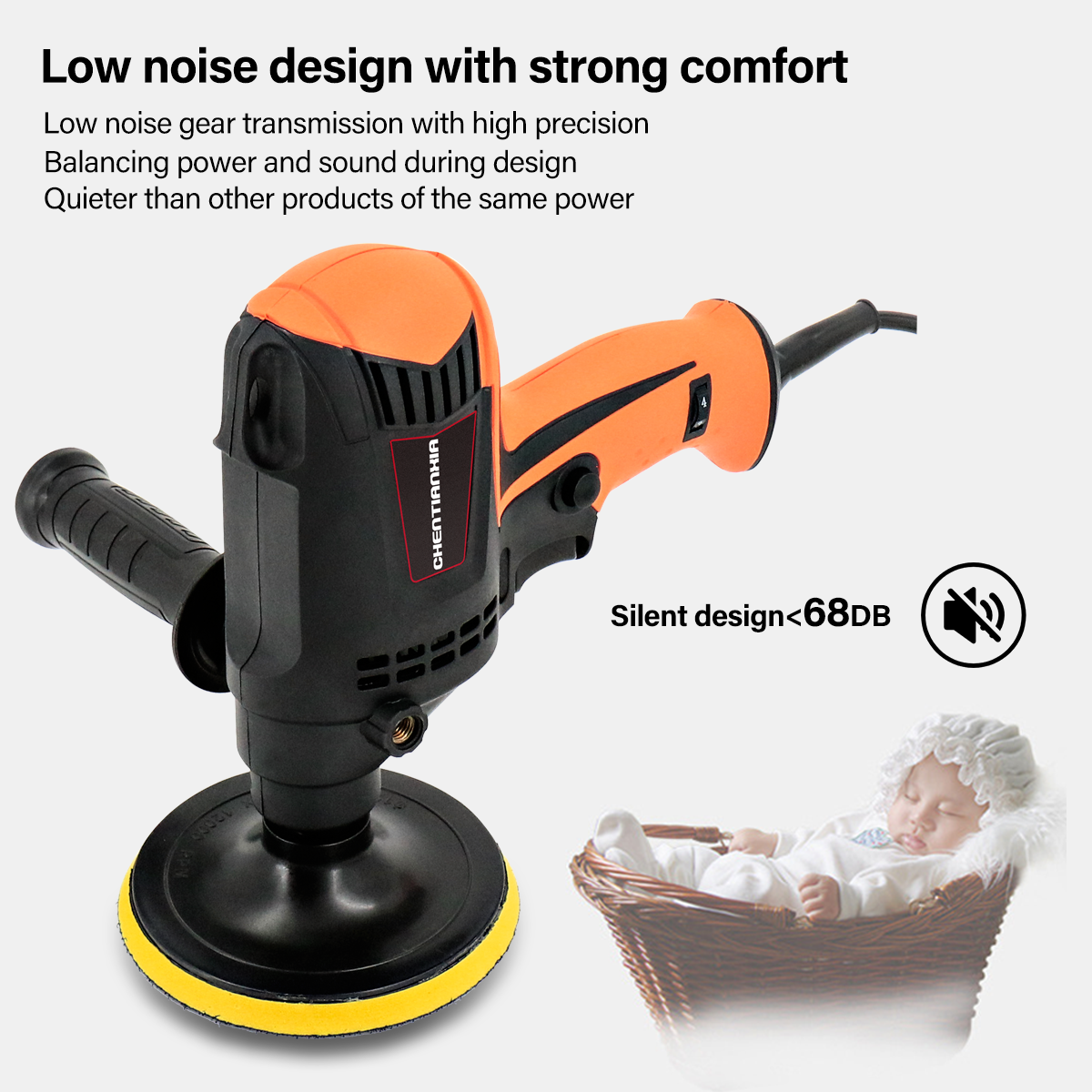 980W Heavy Duty Car Polisher Buffer Sander Waxing Kit 6 Speed With 5 Pad Bonnet 10