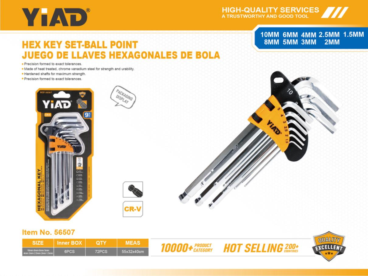 9-piece Set Of Medium-length Ball Head Hexagon Socket, Only Supports Self-pickup, Please Note That Free Shipping Is For Anti-bidding Price