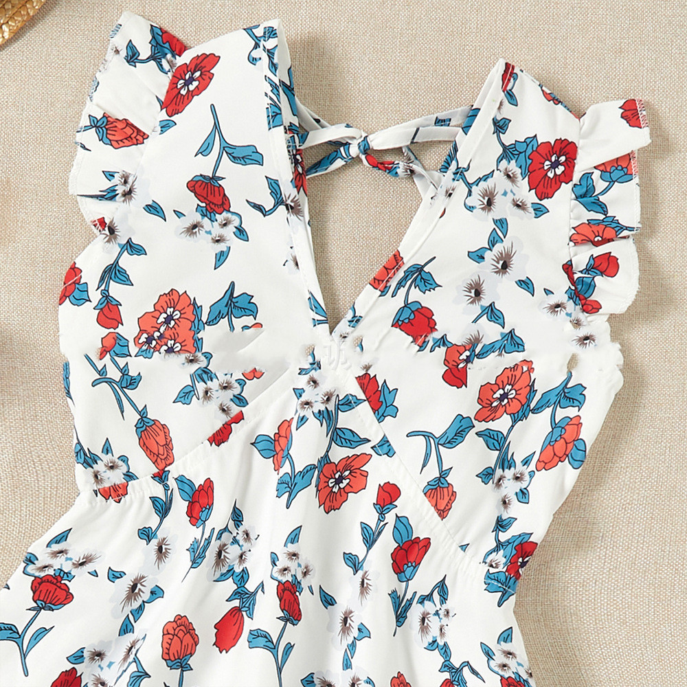 Title 5, Backless Bow Floral Parent-child Dress