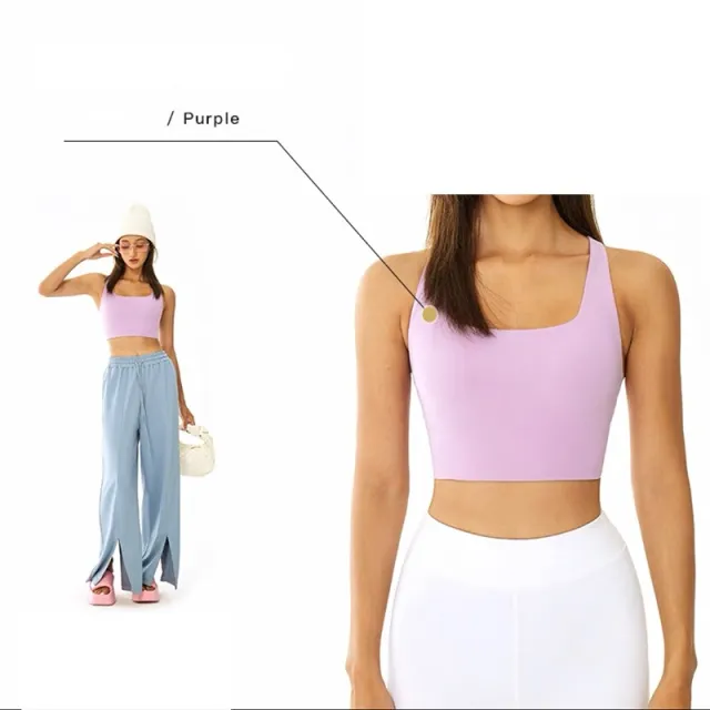 Quick drying Suspender Gathers Back Yoga Sports Bra Pink Purple - Shop at LoveMi