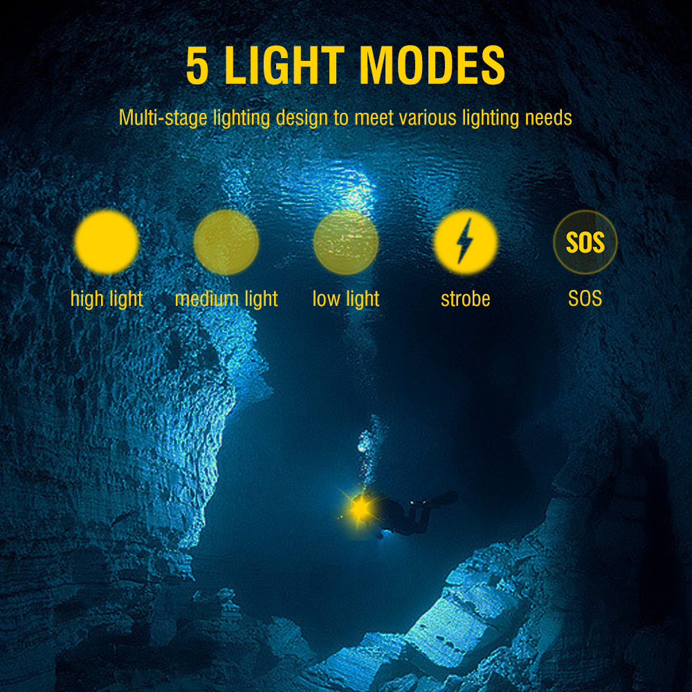 Underwater LED Scuba Diving Headlamp Warm Lamp Dive Light
