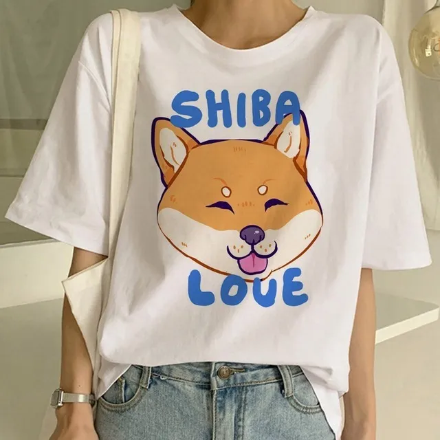 Women's Fashion Shiba Inu Dog Round Neck T shirt 2406Style - Shop at LoveMi