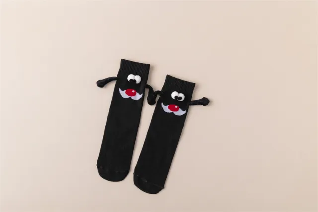 Couple Magnetic Handle Cute Hand Socks Christmas Red Nose Black - Shop at LoveMi