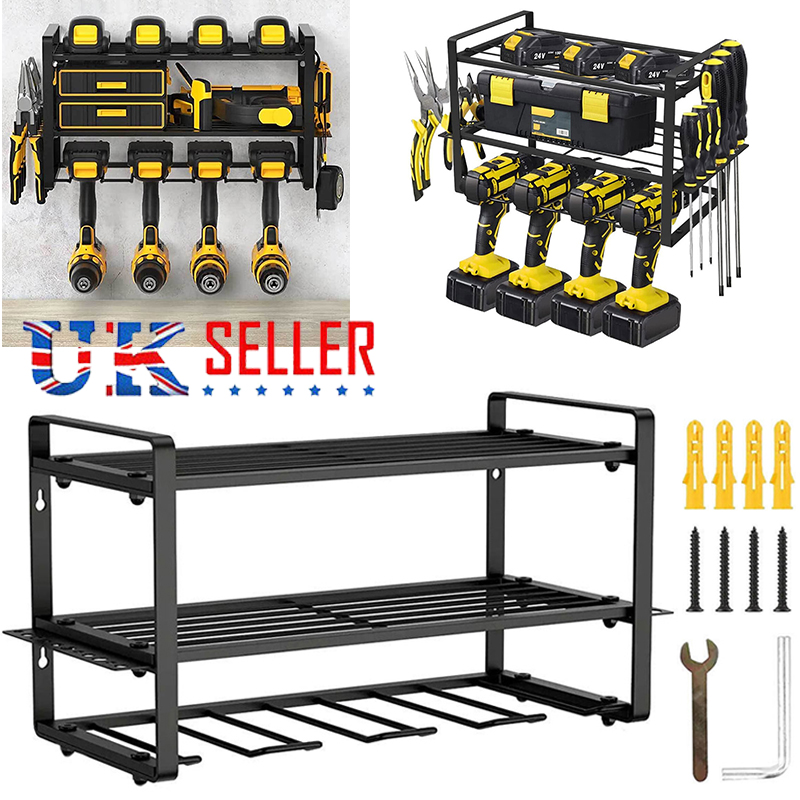 Power Tool Storage Electric Drill Rack Wall Mount Workshop Garage Tool Organizer