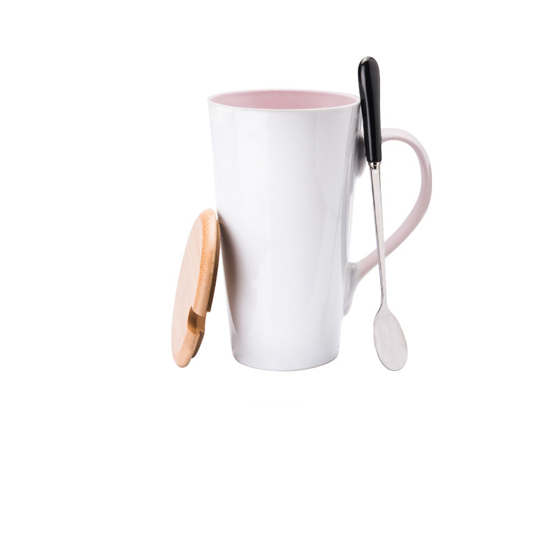 Large Ceramic Large Capacity Spoon Mug With Lid