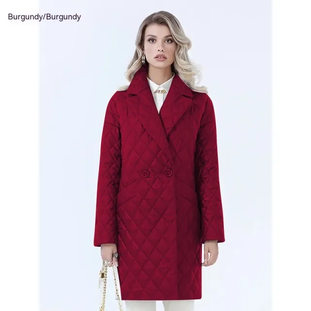Women's Lace up Lapel Long sleeved Plaid Long Winter Top Wine - Shop at LoveMi