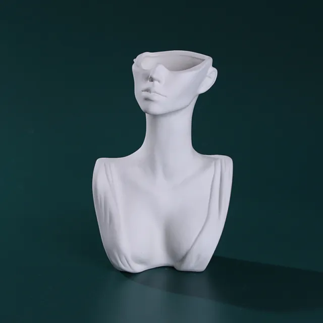 Human Face Ceramic Vase Floral Ornaments Home Decorations White - Shop at LoveMi