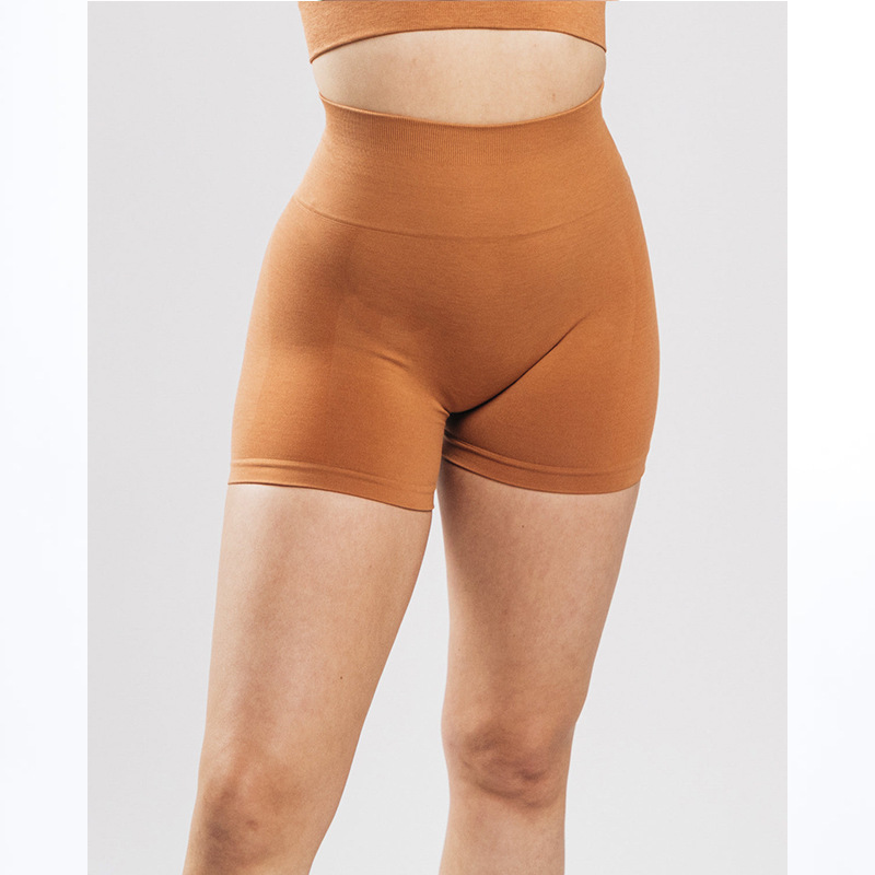 Sports Slim Hip Lift Elastic Tight High Waist Fitness Shorts Turmeric - Shop at LoveMi