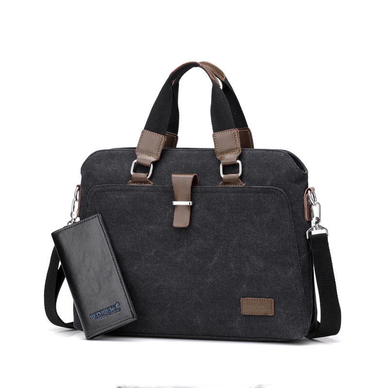 Men's Business Casual Oxford Cloth Handheld One Shoulder Canvas Briefcase — foto 4