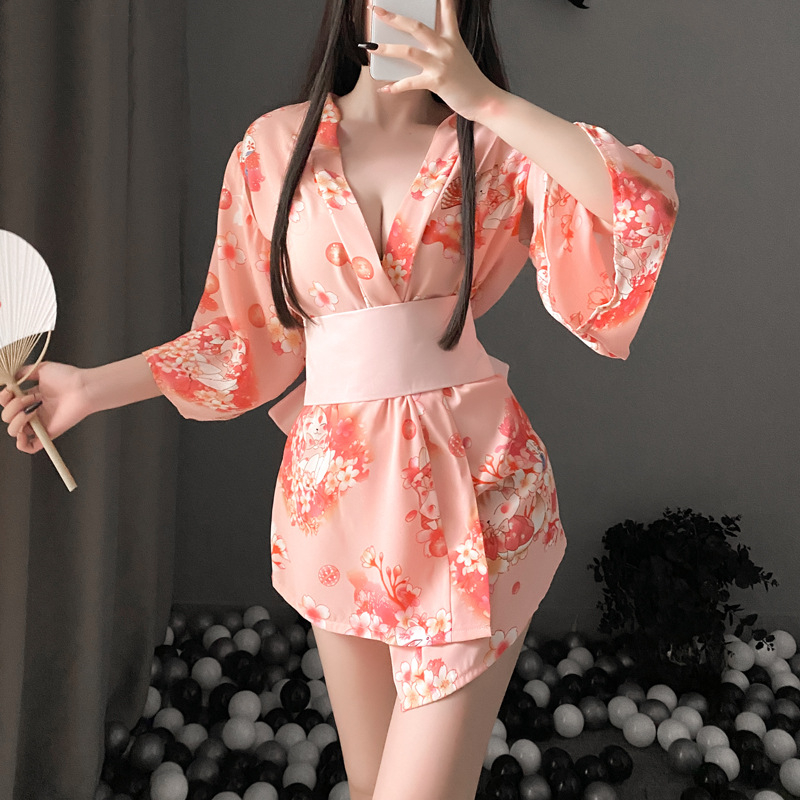 Title 2, Female Sakura Cat Kimono Pajamas Temptation Uni...