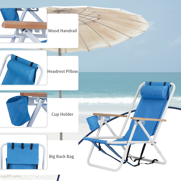 Folding Beach Chair Set Of 2 For Adults, 4 Position Portable Backpack Foldable... 16