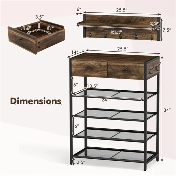5-Hook Coat Rack and Shoe Stand, picture 4 of 4