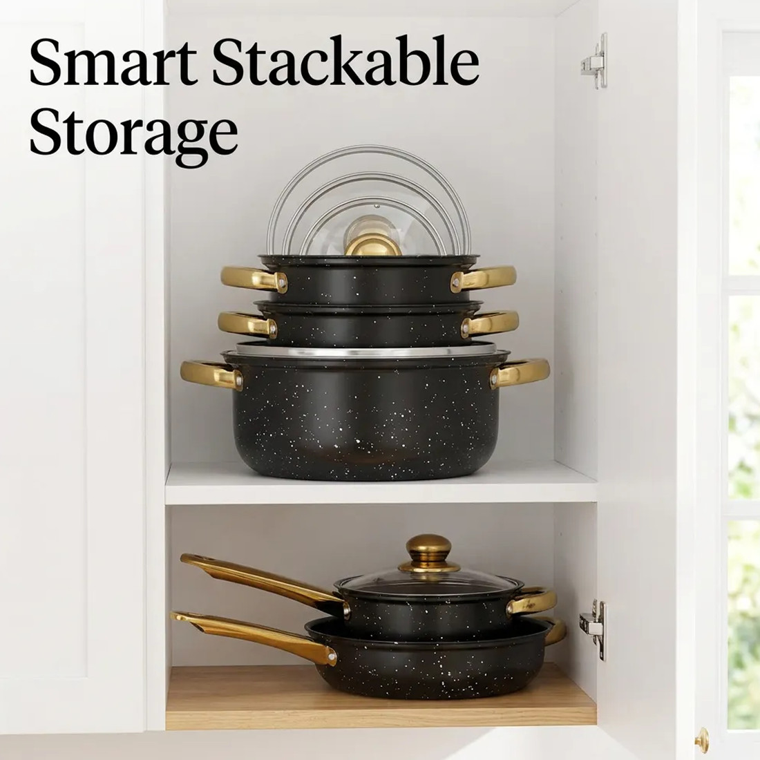 12PCS Induction Non Stick Stainless Steel Cookware Cooking