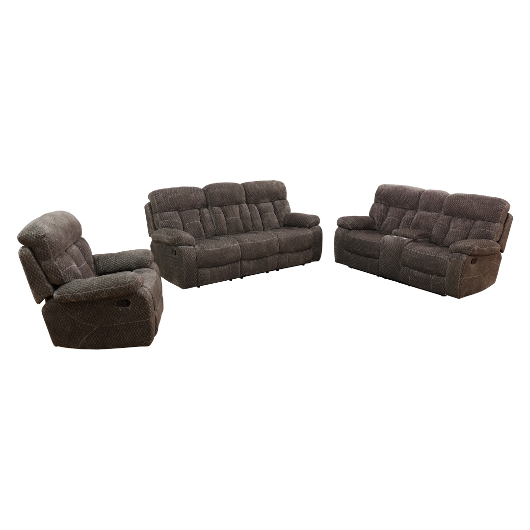 Pickup Only--Brown Cashmere Fleece Living Room Recliner Intelligent 3-Piece Sofa Set