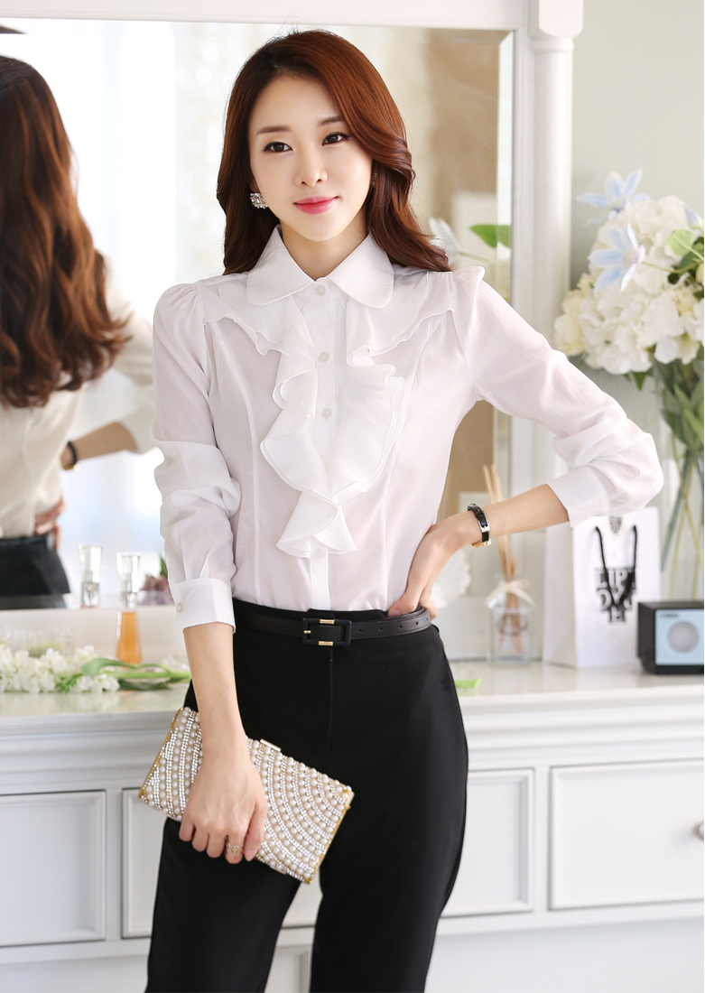 Casual Women's Solid Color Slim Long Sleeve Shirt