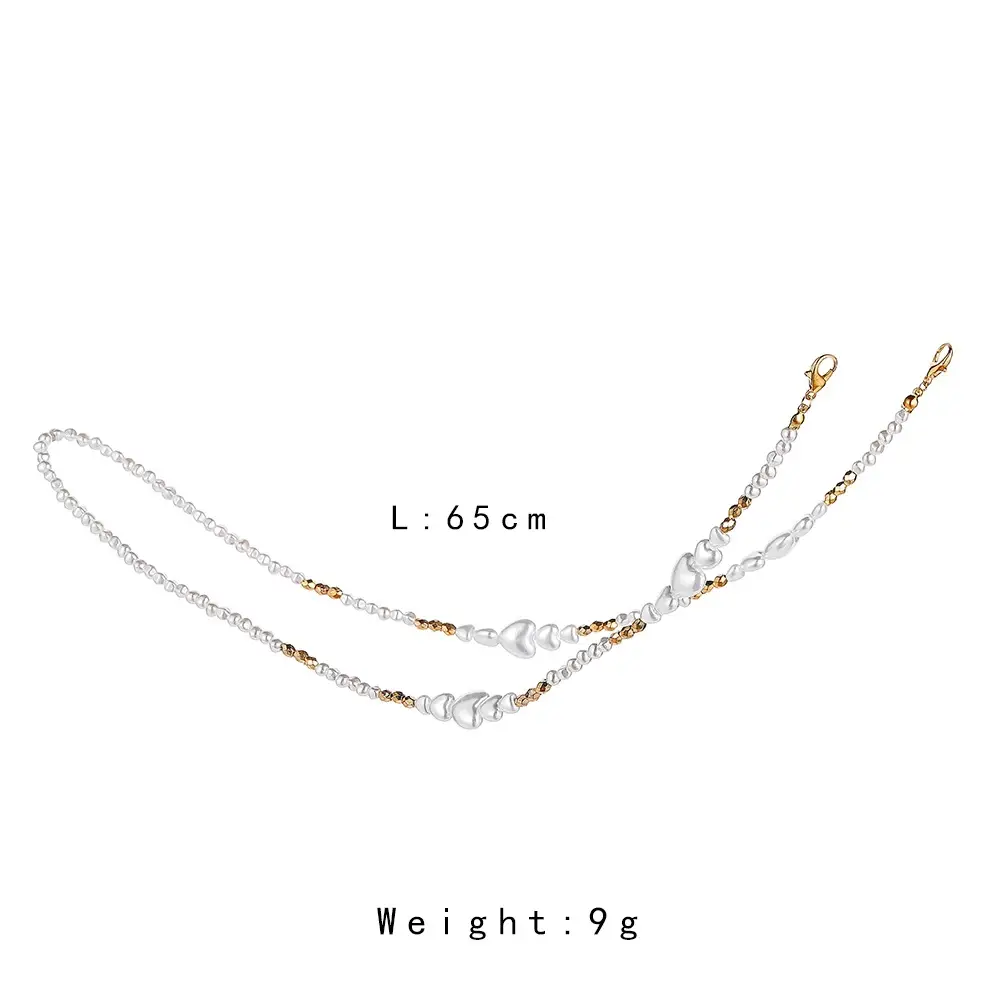 Pearl Glasses Chain Love Heart-shaped Beaded Mask