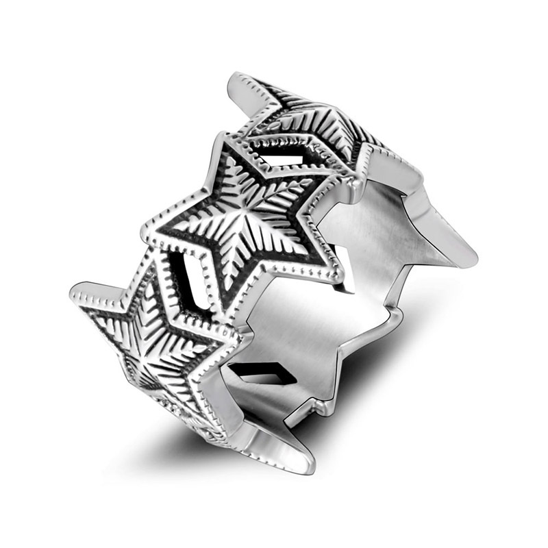 Five-pointed Star Titanium Steel Ring Punk Style Ring Men's Accessory