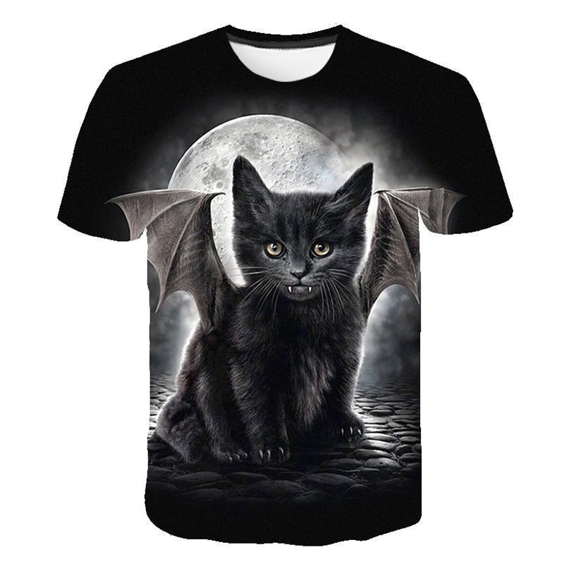 Title 6, Uomo 3D Cat Wall Print Casual Harajuku T-shirt ...