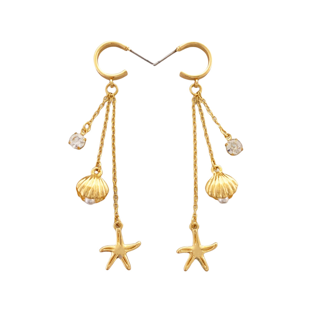 Starfish Shell Micro Inlaid Long Tassel Special Graceful Earrings