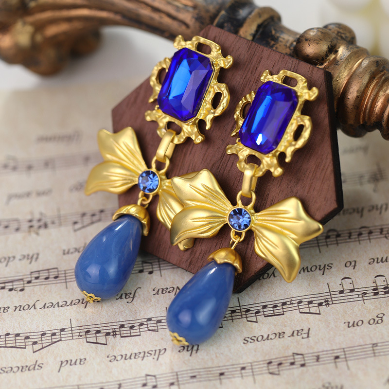 S925 Sterling Silver Vintage Colorful Enamel Earrings For Women Crystal Rhinestone Studs Elegant Gift