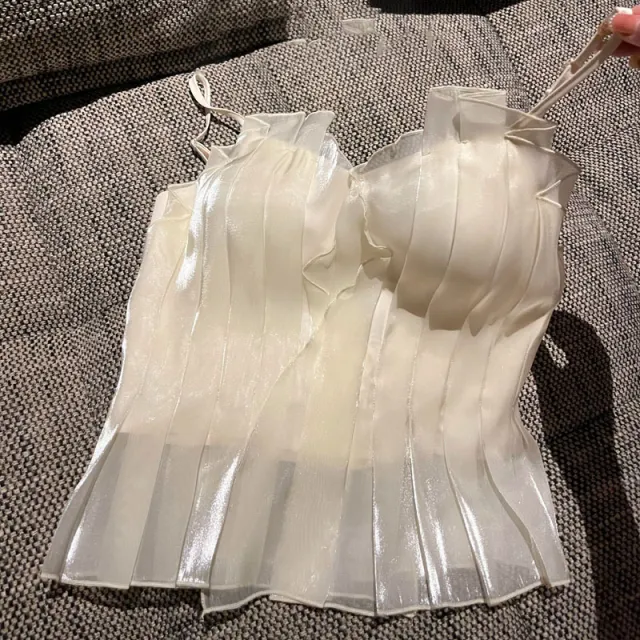 Summer Bud Pleated Suspender Top For Women Picture Color L - Shop at LoveMi